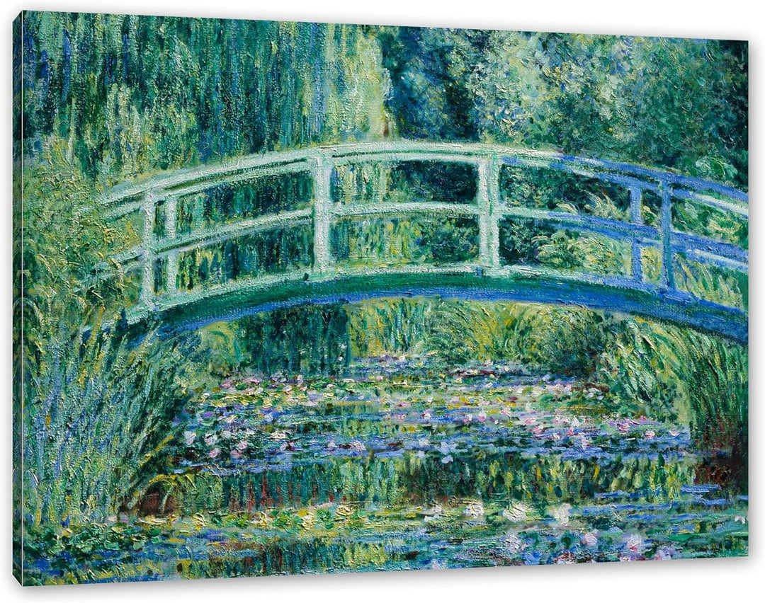 Claude Monet - Seerosen und japanische Brücke als Leinwandbild / Grösse: 100x70 cm / Wandbild / Kuns