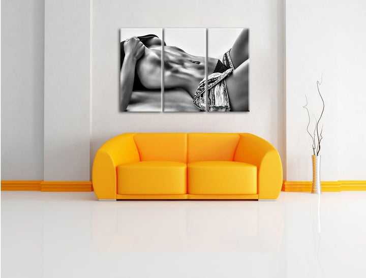 Pixxprint Sexy Frau mit schönem Körper als Leinwandbild/Grösse: 3 Teilig (120x80 cm) cm/Wandbild/Kun