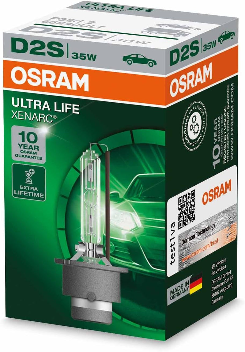 Osram XENARC ULTRA LIFE D2S HID Xenon-Brenner, Entladungslampe, 66240ULT, Faltschachtel (1 Stück) UL