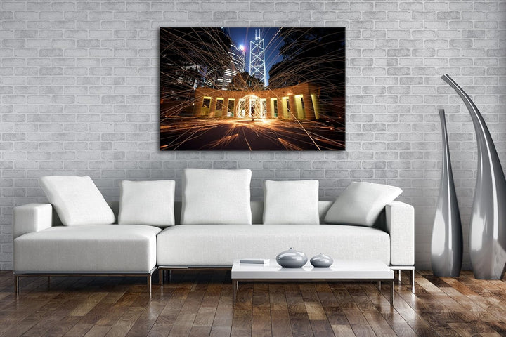deyoli Feuerwerksspektakel in der Innenstadt von Hong Kong Format: 80x60 als Leinwand, Motiv fertig