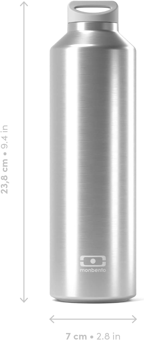 MONBENTO - Isotherme Wasser Flasche MB Steel Silver 500ml - Edelstahl - Auslaufsicher - Infusor - Hä