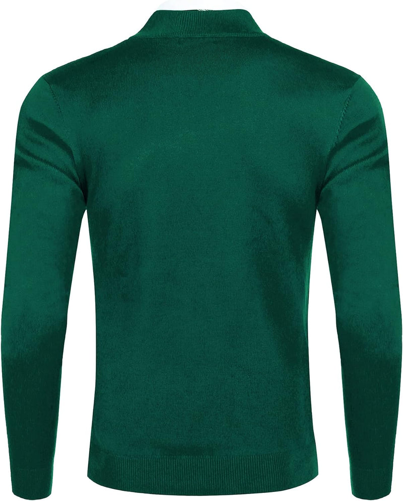 COOFANDY Männer Langarmshirt Knit Unterhemd 1/4 Zipper Sweatshirt Langarm Regular Fit Pullover Dunke