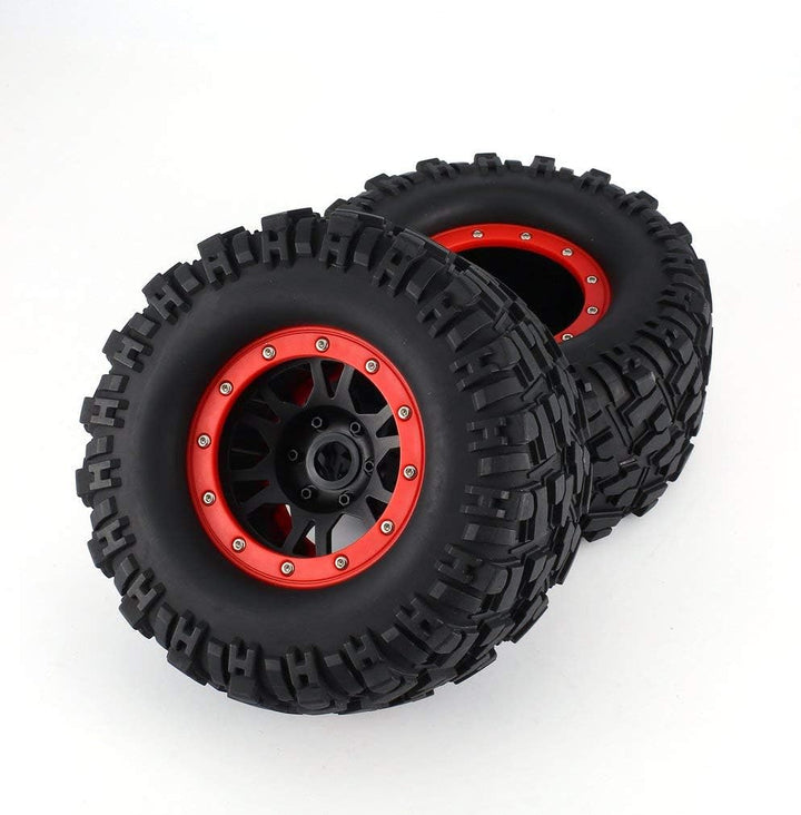 KEEDA 2PCS 165mm Gummi Reifen und Beadlock Felgen 17mm Sechskant Räder für 1/8 TRAXXAS Redcat HPI HS