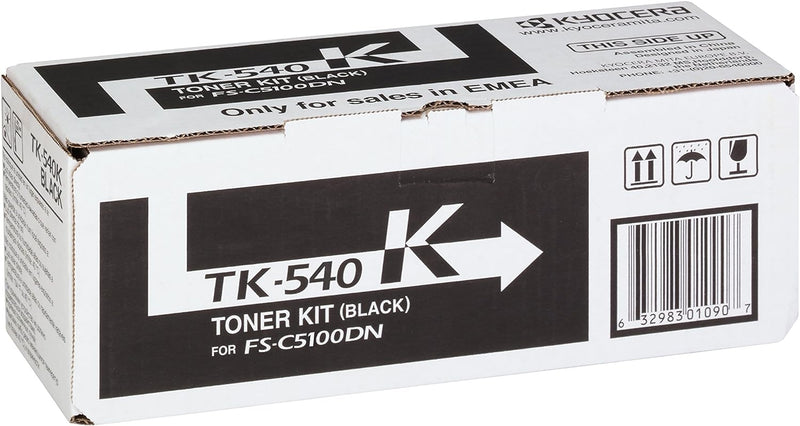 Kyocera TK-540K Toner Schwarz, Original Tonerkartusche 1T02HL0EU0–0T2HL0EU, Kompatibel für ECOSYS FS