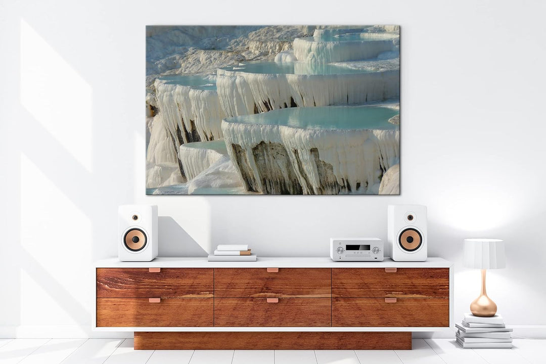 deyoli Kalksinterterrassen in Pamukkale im Format: 80x60 als Leinwandbild, Motiv fertig gerahmt auf