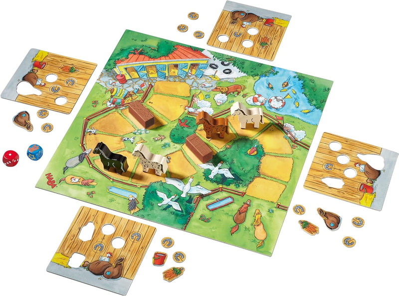 Haba 4321 - Hoppe Reiter Pferdestarkes Wettlaufspiel, für 2-4 Spieler von 3-12 Jahren & 305272 - Wet