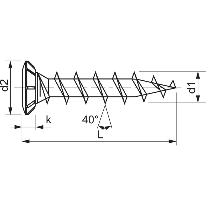 FEX-KS, 4,2 x 35 mm, 1000 Stück, Spezialgewinde, Senkkopf, Kreuzschlitz H2, Selbstbohrende Spitze, W