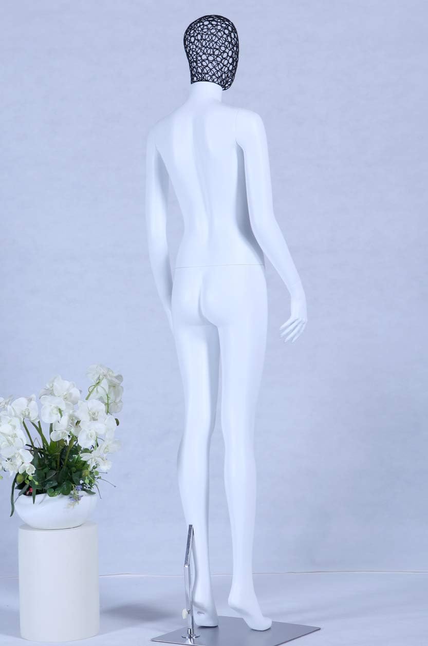 S+26W Frau Eurotondisplay Schaufensterpuppe weiss matt lackiert hochwertig Metallgiter Kopf mit Meta