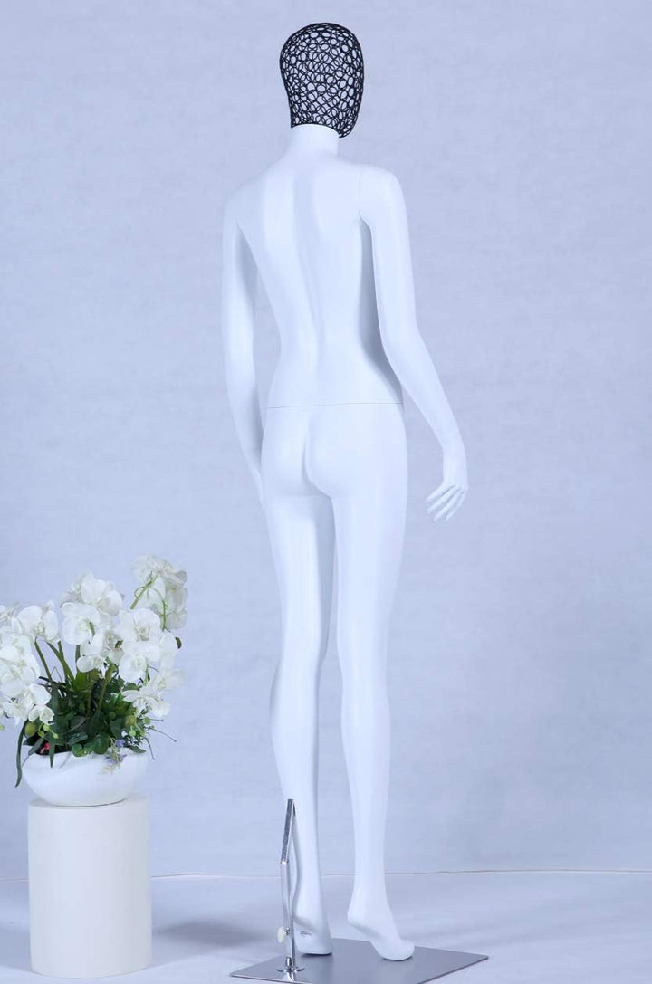 S+26W Frau Eurotondisplay Schaufensterpuppe weiss matt lackiert hochwertig Metallgiter Kopf mit Meta