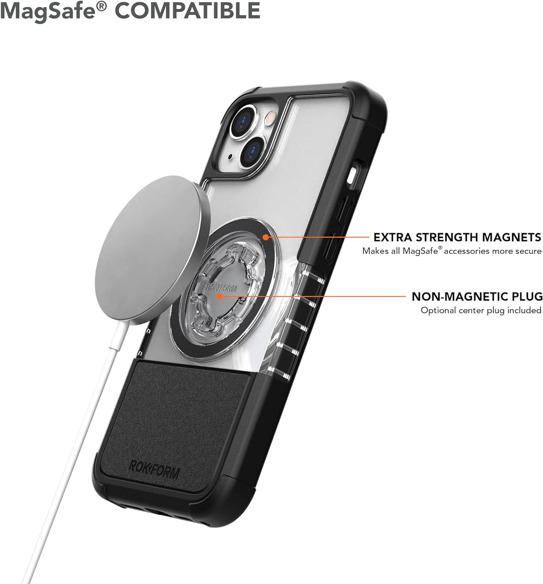 Rokform - iPhone 14 Plus Hülle, Crystal Series, magnetisch + MagSafe kompatibel, klare Apple Hülle,