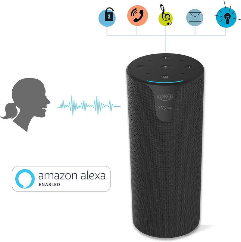 XORO Bluetooth Lautsprecher XVS 100 mit Alexa Voice Assistant Unterstützung, Bluetooth Musikplayer,