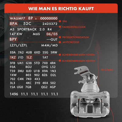 Frankberg 2x Bremssattel Bremszange Hinterachse Kompatibel mit A3 2004-2013 Golf 2004-2013 T.o.u.r.a