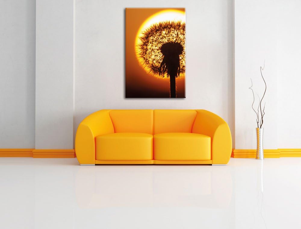 Pusteblume im Abendlicht, Format: 100x70 auf Leinwand, XXL riesige Bilder fertig gerahmt mit Keilrah