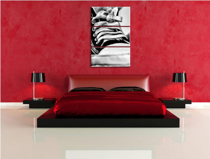 Pixxprint Trendige Schuhe / 3-Teilig/Gesamtmass 120cm Leinwandbild bespannt auf Holzrahmen/Wandbild