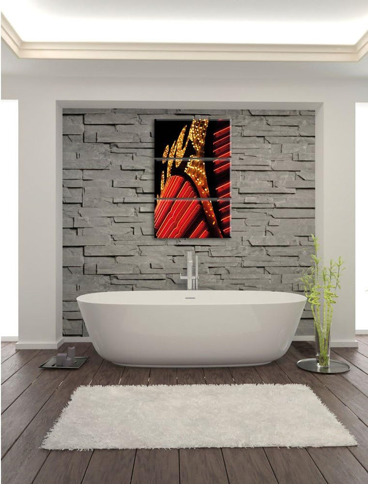 Pixxprint Dark Leuchtreklame 3-Teiler Leinwandbild 120x80 Bild auf Leinwand