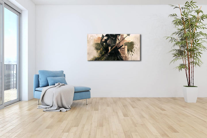 Mittelalter - Illustration Panorama 60x30 cm als Leinwandbild, Motiv fertig gerahmt auf Echtholzrahm