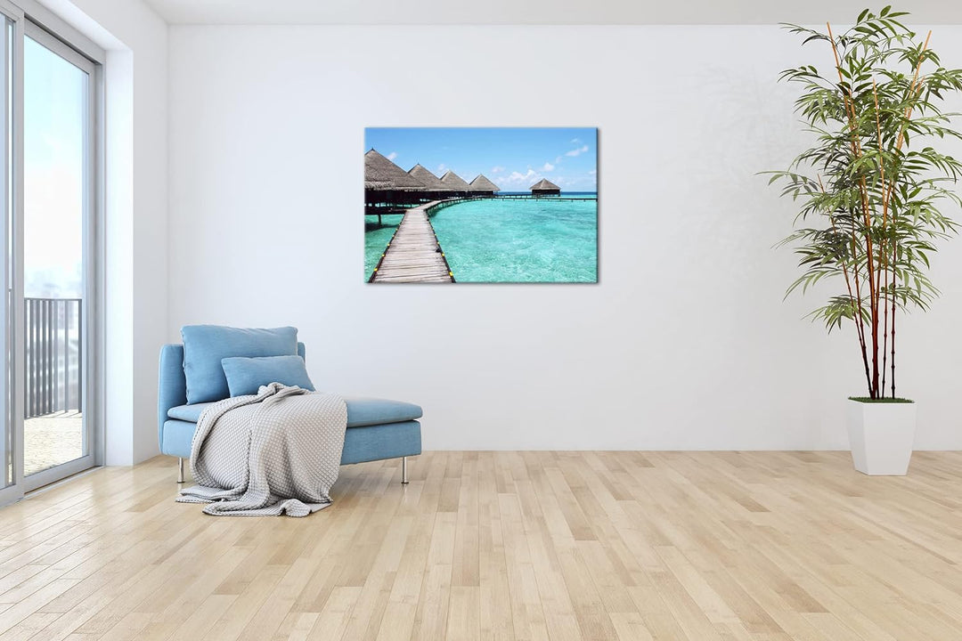 deyoli Paradis am Meer im Format: 80x60 als Leinwandbild, Motiv fertig gerahmt auf Echtholzrahmen, H