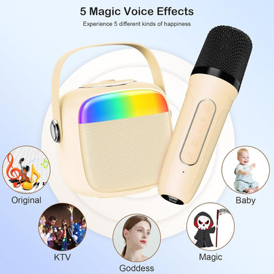 JYX Karaoke Maschine für Kinder & Erwachsene, Mini Karaoke Anlage mit 2 Mikrofonen, Bluetooth Karaok