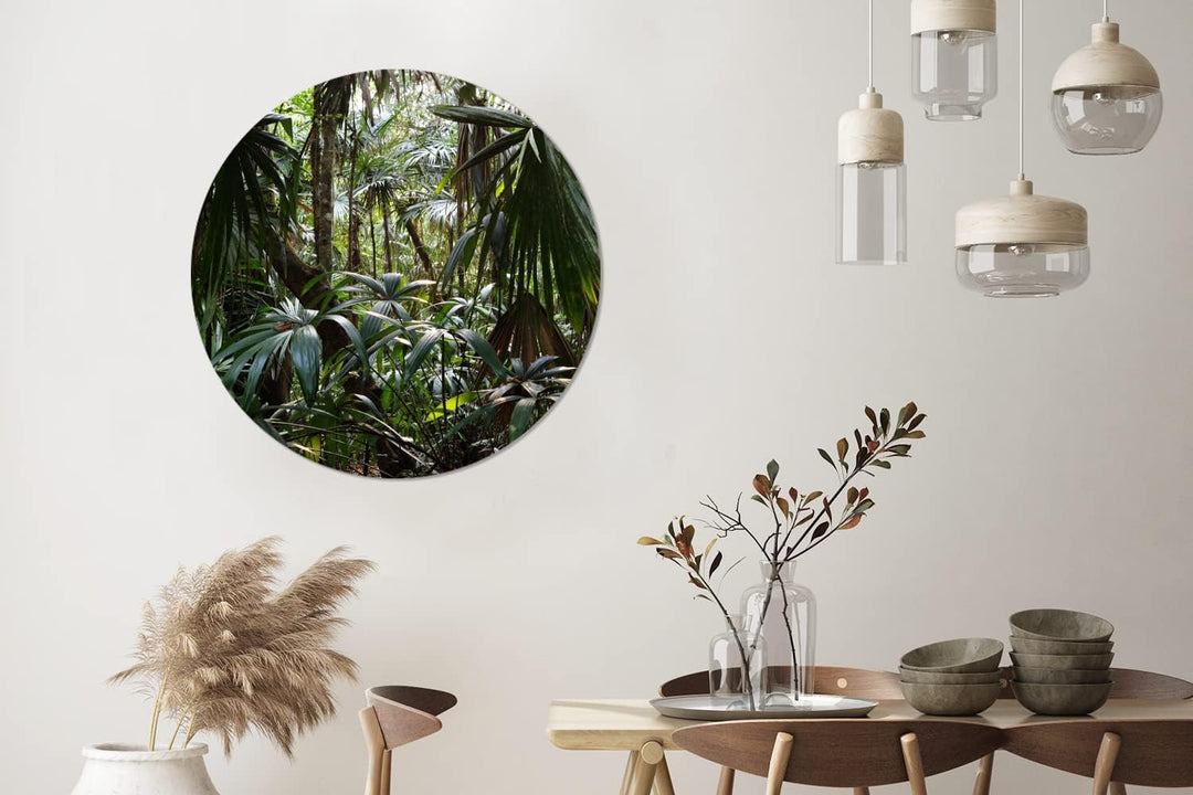 MuchoWow Wandbild Rund Wanddeko Deko Wohnzimmer Bilder 90x90 cm Pflanzen im Regenwald, 90x90 cm