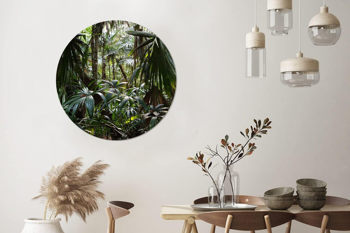 MuchoWow Wandbild Rund Wanddeko Deko Wohnzimmer Bilder 90x90 cm Pflanzen im Regenwald, 90x90 cm