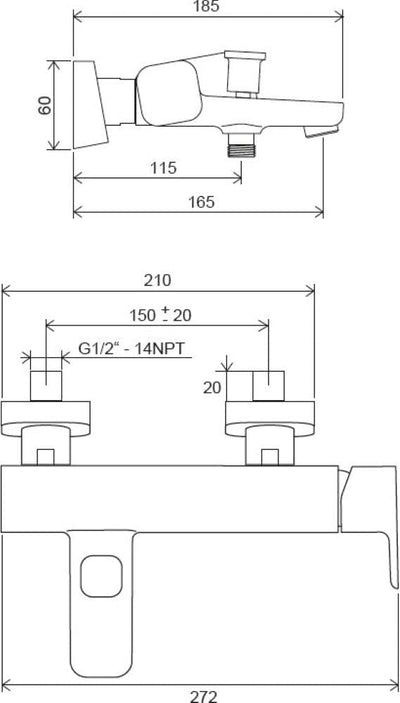 RAVAK | BADARMATUREN | EINHAND-WANNENBATTERIE 10° F | SCHWARZ | TD F 022.20, Schwarz