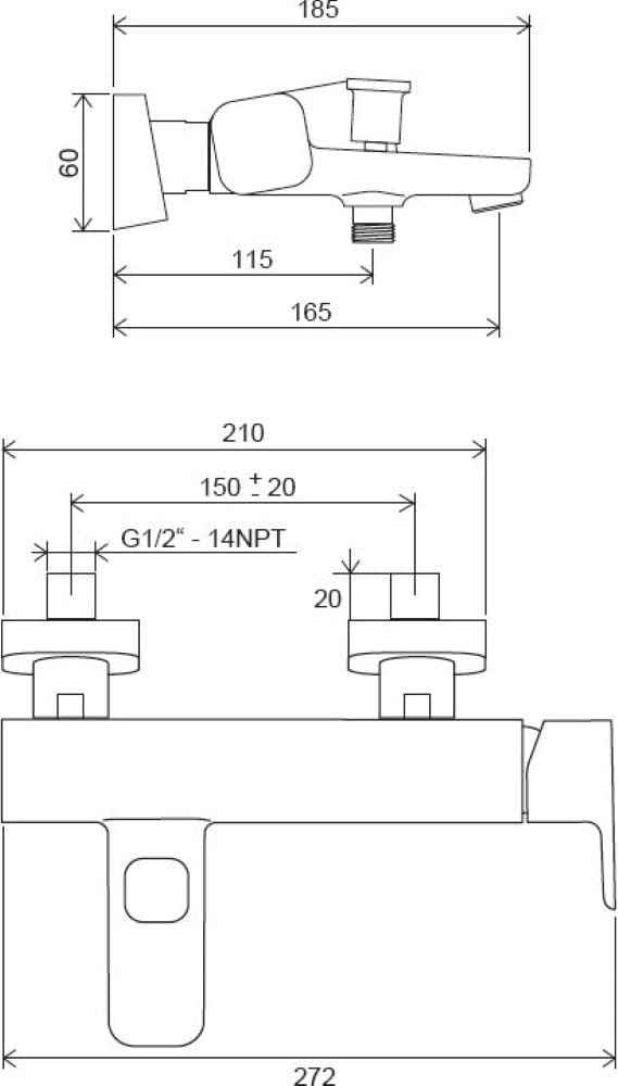 RAVAK | BADARMATUREN | EINHAND-WANNENBATTERIE 10° F | SCHWARZ | TD F 022.20, Schwarz