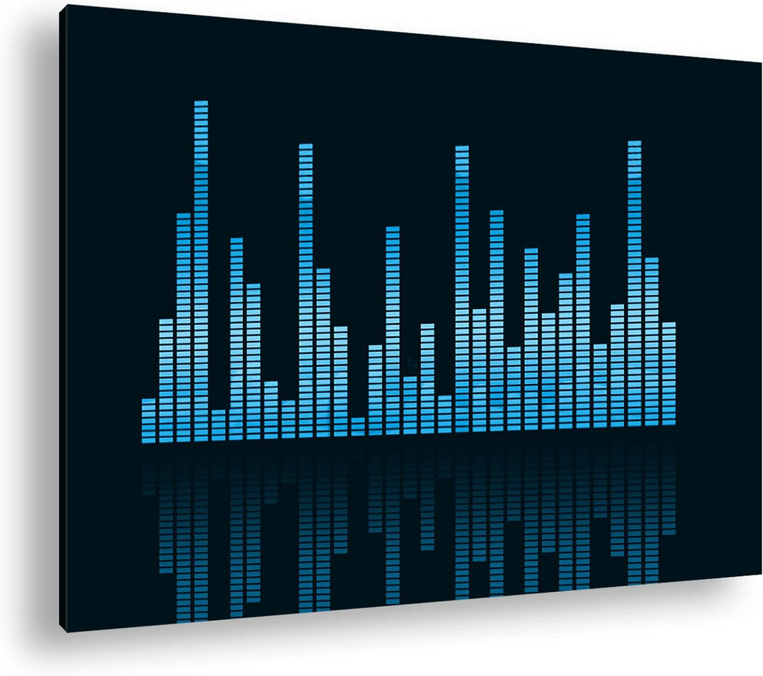 Dark digitale Sound Levels Format 80x60 Effekt: Monocrome Blau als Leinwandbild, Motiv fertig gerahm
