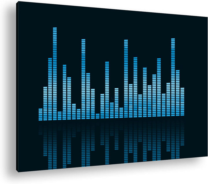 Dark digitale Sound Levels Format 80x60 Effekt: Monocrome Blau als Leinwandbild, Motiv fertig gerahm