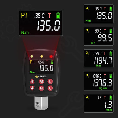 ANPUDS Digitaler Drehmomentadapter, 1/2 Zoll 6.75-135Nm Drehmomentadapter Set mit Voreingestellter,