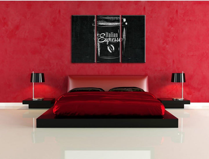 Pixxprint Italian Espresso schwarz 3-Teiler Leinwandbild 120x80 Bild auf Leinwand