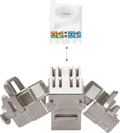 kwmobile 24x Keystone Modul für CAT 6A Kabel - 10 Gbit/s geschirmt Metall Gehäuse Schnappverschluss