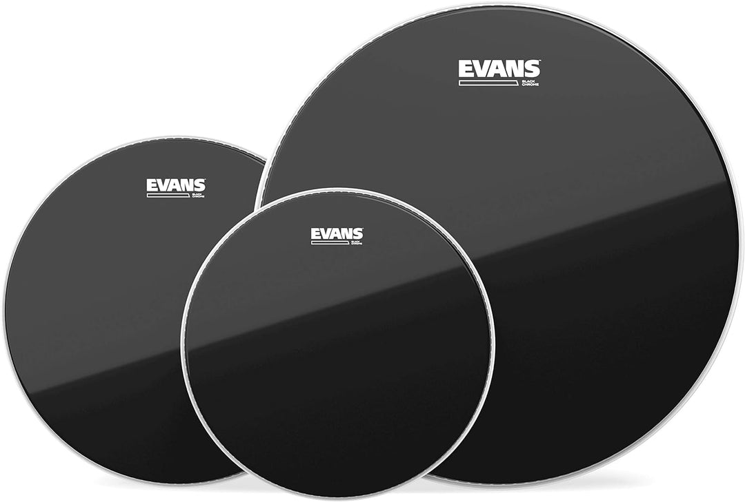 Evans ETP-CHR-F Fellset Black Chrome Serie für Toms mit 25,4 cm (10 Zoll), 30,5 cm (12 Zoll) und 35,