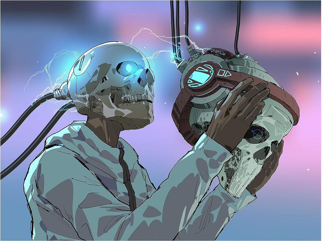 wandmotiv24 Totenkopf Wandbild aus Acrylglas, Grösse 100x75cm, Querformat, Skelett mit Maske, Techni