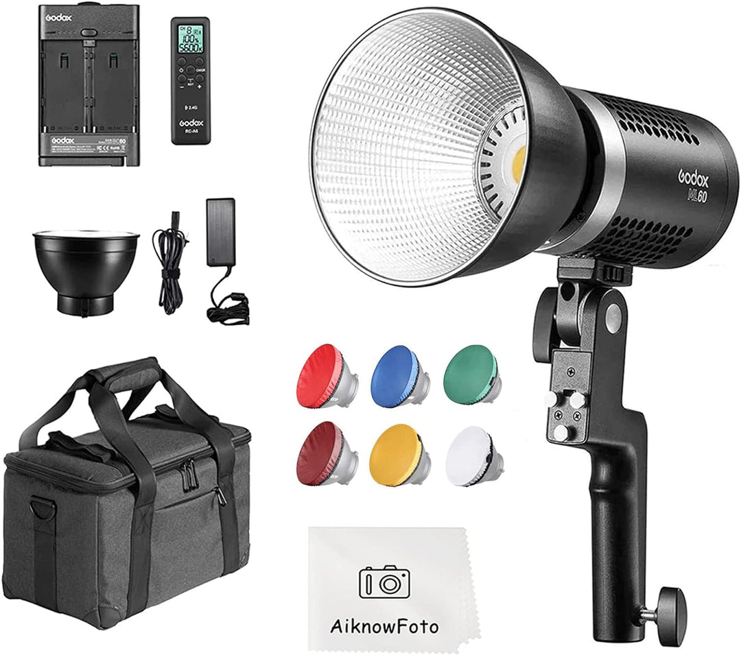 Godox Tragbares LED-Videolicht, 8 Lichteffekte, Leiser Lüftermodus, 0%-100% Helligkeitsanpassung für
