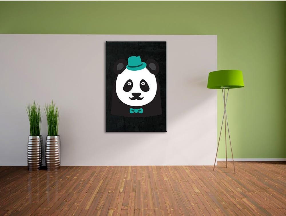 Pixxprint Hipster Panda als Leinwandbild/Grösse: 100x70 cm/Wandbild/Kunstdruck/fertig bespannt 70x10
