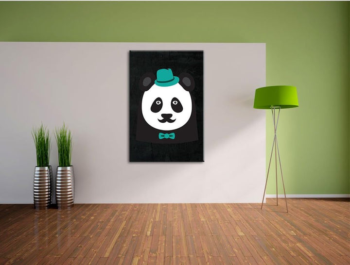 Pixxprint Hipster Panda als Leinwandbild/Grösse: 100x70 cm/Wandbild/Kunstdruck/fertig bespannt 70x10