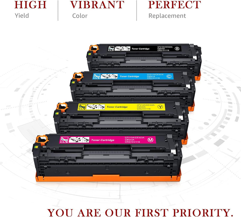 Toner Kingdom Kompatible Tonerkartusche für HP 131X CF210X CF210A 131A für HP Laserjet Pro 200 Color