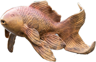 IDYL Bronze-Skulptur Farbige Fisch Fontäne | 11x8x18 cm | Fisch Bronze-Figur handgefertigt | Wetterf