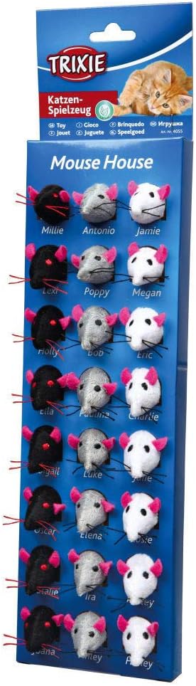 TRIXIE 24 Plush mice/Mouse House