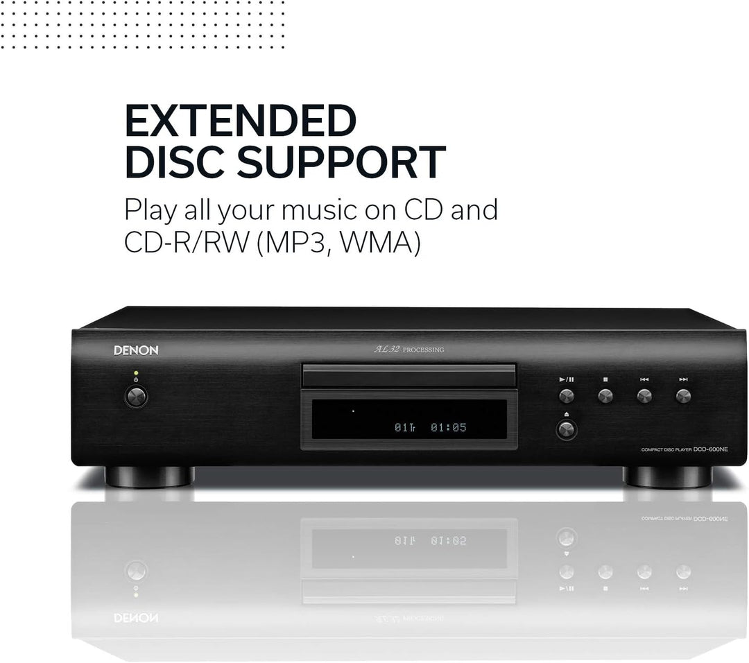 Denon DCD-600 NE CD-Player mit AL32 Processing, schwarz Schwarz Single, Schwarz Single