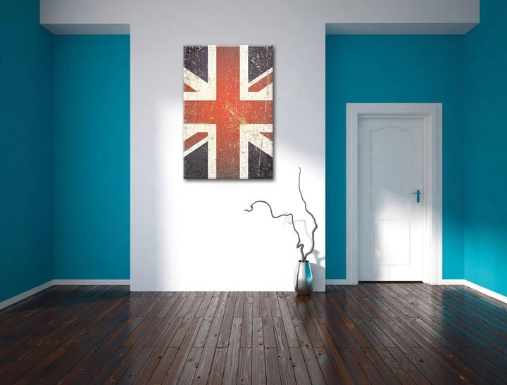 Pixxprint British Union Jack schwarz/weiss, Format: 80x120 auf hochkantiges Leinwand, 80x120