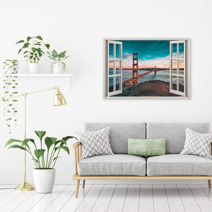 Feeby Wandbild 3D Illusion Druckbild Leinwandbild San Francisco Braun 90x60 cm Leinwandbild 90x60 cm