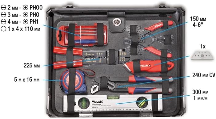 kwb Werkzeugkoffer aus robustem Aluminium inkl. 129-tlg. hochwertigem Werkzeug-Set als perfekte Grun