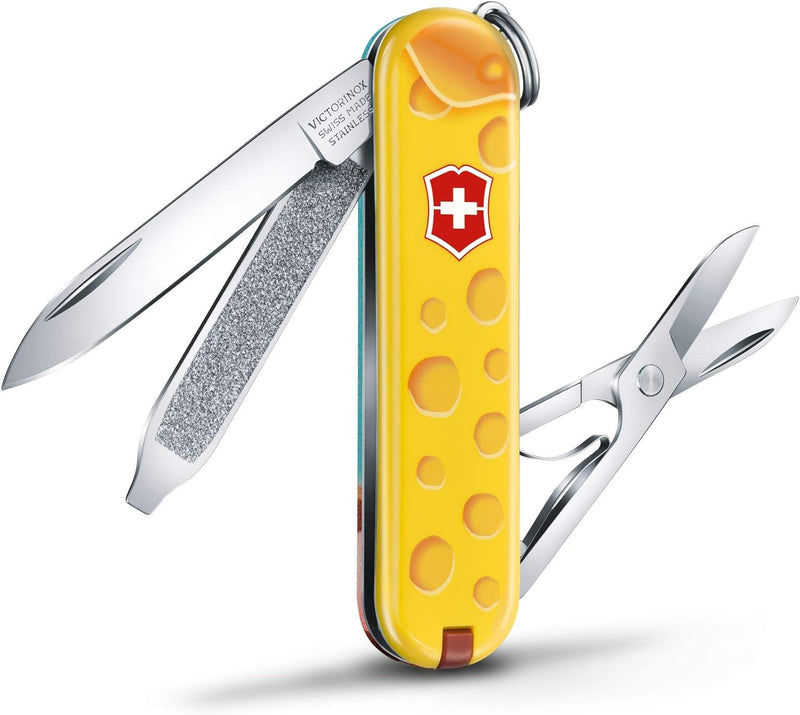 Victorinox Taschenmesser Classic, Swiss Made, 7 Funktionen, Klein, Schlüsselanhänger, Alps Cheese Li