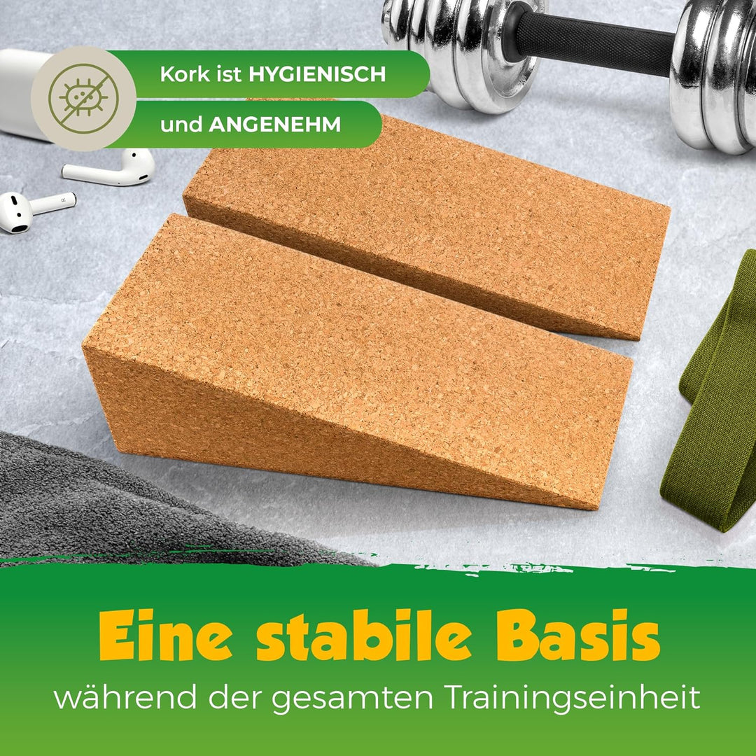 Squat Wedges aus Kork | Squat Ramp | 2 Stück | 305x130x103mm | nachhaltig | Made in Portugal