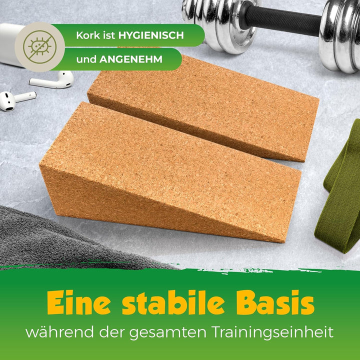 Squat Wedges aus Kork | Squat Ramp | 2 Stück | 305x130x103mm | nachhaltig | Made in Portugal