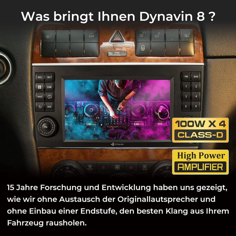 DYNAVIN Android Autoradio Navi für Mercedes CLK W209 2005-2009; mit 4 * 100W DSP Verstärker | Wirele