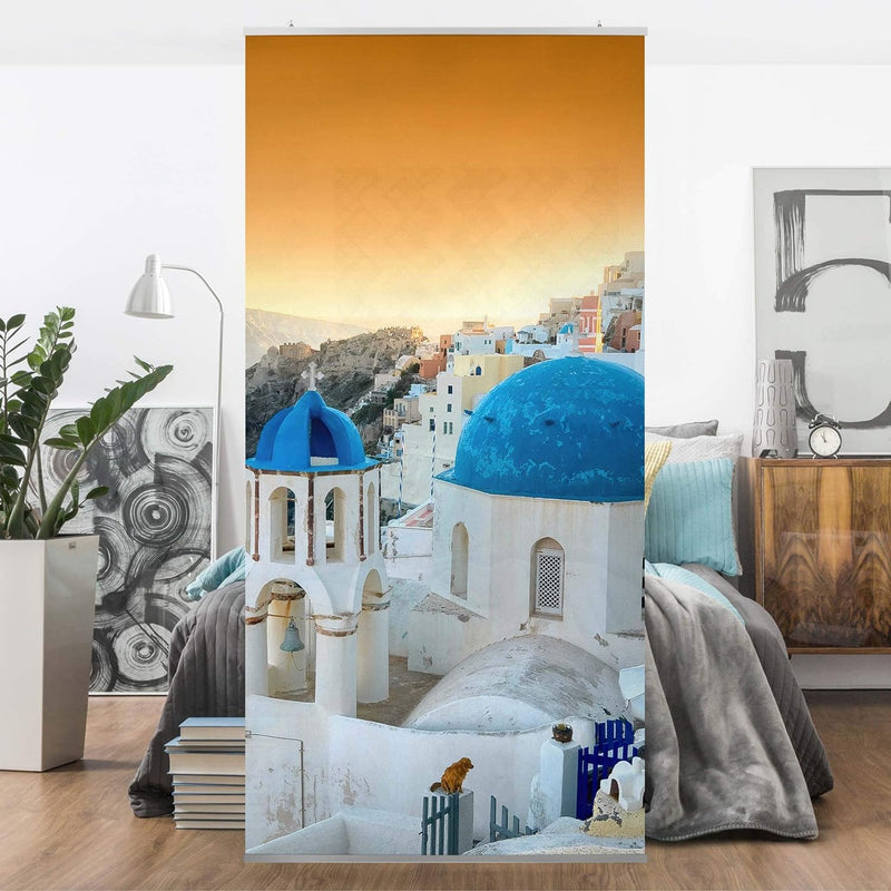 Bilderwelten Raumteiler Sonnenuntergang über Santorin 250x120cm ohne Halterung, ohne Halterung