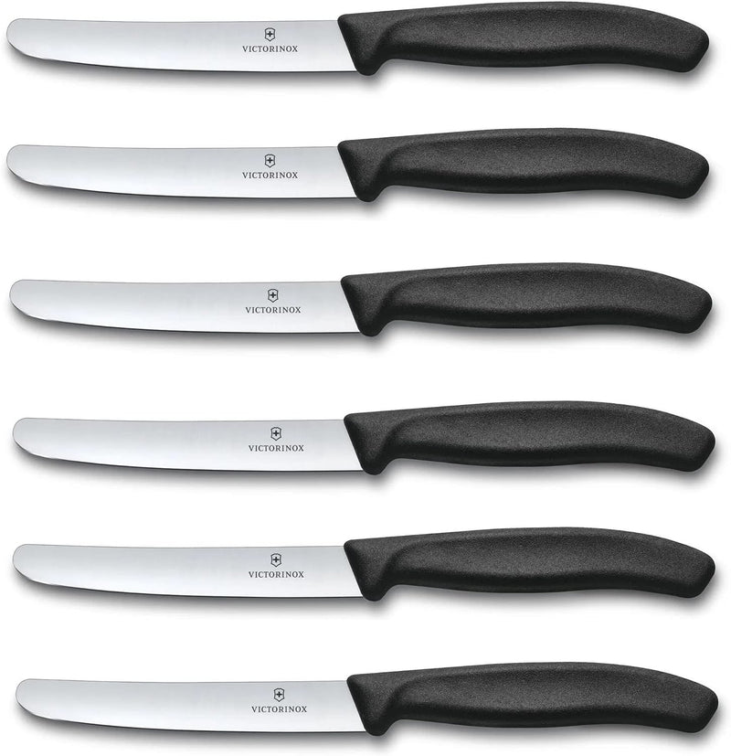 Victorinox 6 Stück Tafelmesser - Tomatenmesser Swiss Classic ohne Wellenschliff rostfrei - Swiss Mad