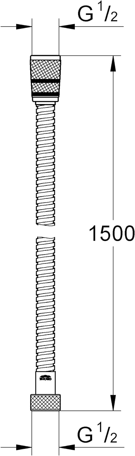 GROHE Vitalioflex - Metallbrauseschlauch (1500 mm, verstärkte Ausführung, knickfest, hitzebeständig)